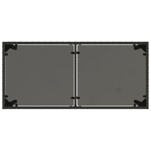 Schwarzer Gartentisch mit Glasplatte 115x54 cm