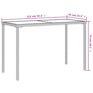 Schwarzer Gartentisch mit Glasplatte 115x54 cm