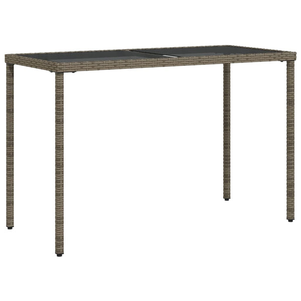 Gartentisch Grau Poly Rattan mit Glasplatte 115x54x74 cm