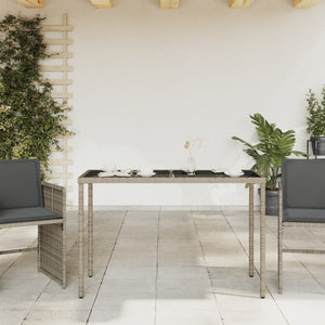 Gartentisch Grau Poly Rattan mit Glasplatte 115x54x74 cm