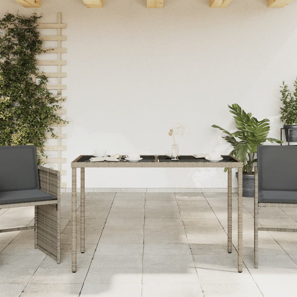 Gartentisch Grau Poly Rattan mit Glasplatte 115x54x74 cm
