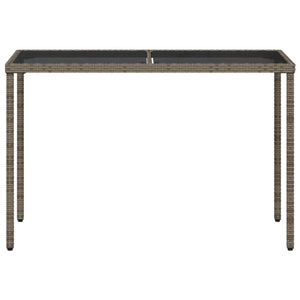 Gartentisch Grau Poly Rattan mit Glasplatte 115x54x74 cm