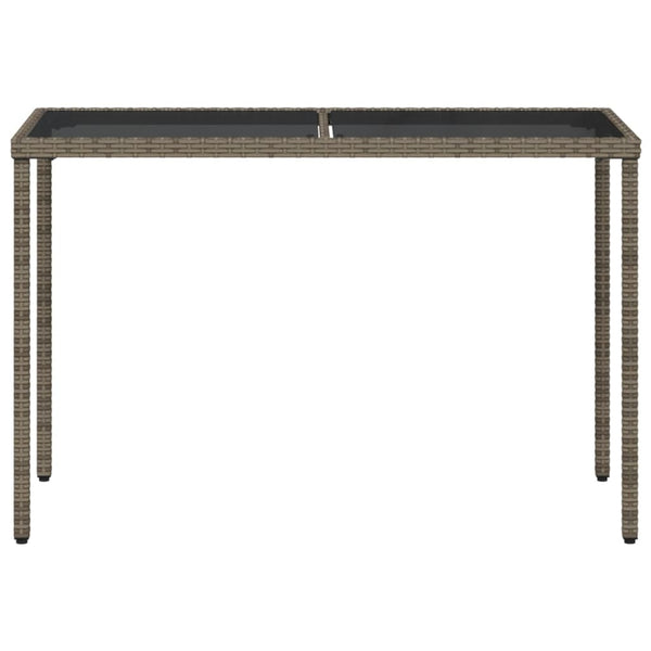 Gartentisch Grau Poly Rattan mit Glasplatte 115x54x74 cm