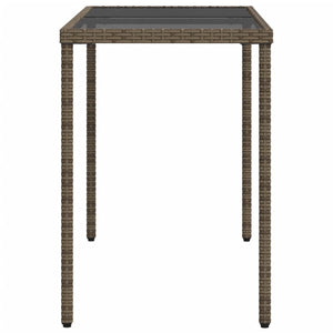Gartentisch Grau Poly Rattan mit Glasplatte 115x54x74 cm