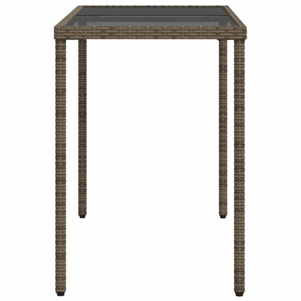 Gartentisch Grau Poly Rattan mit Glasplatte 115x54x74 cm