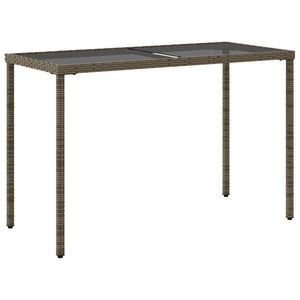 Gartentisch Grau Poly Rattan mit Glasplatte 115x54x74 cm
