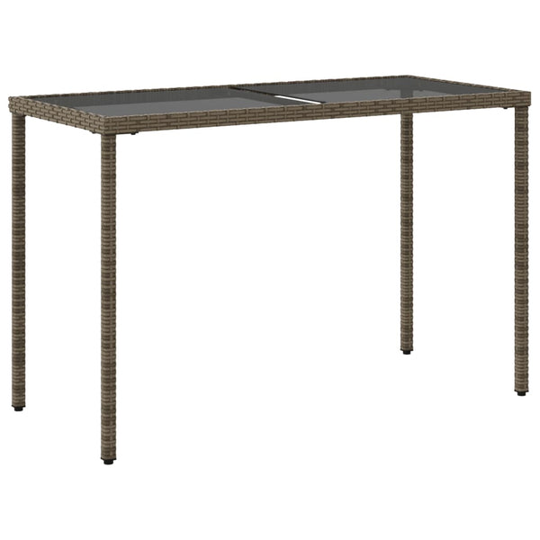 Gartentisch Grau Poly Rattan mit Glasplatte 115x54x74 cm