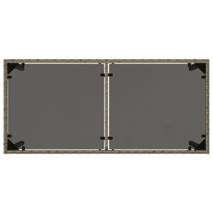 Gartentisch Grau Poly Rattan mit Glasplatte 115x54x74 cm
