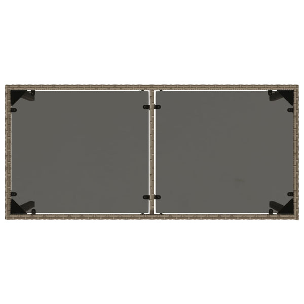 Gartentisch Grau Poly Rattan mit Glasplatte 115x54x74 cm