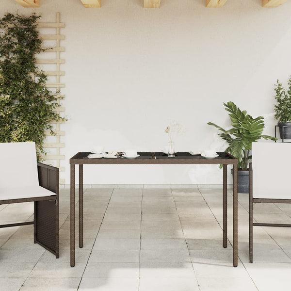 Gartentisch Braun Poly Rattan Glasplatte 115x54 cm