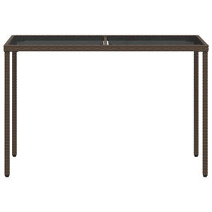 Gartentisch Braun Poly Rattan Glasplatte 115x54 cm
