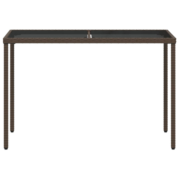 Gartentisch Braun Poly Rattan Glasplatte 115x54 cm