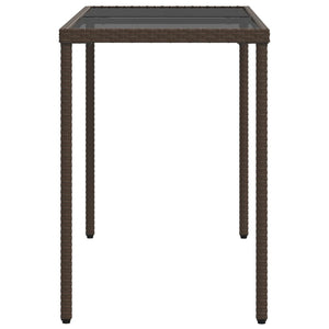 Gartentisch Braun Poly Rattan Glasplatte 115x54 cm