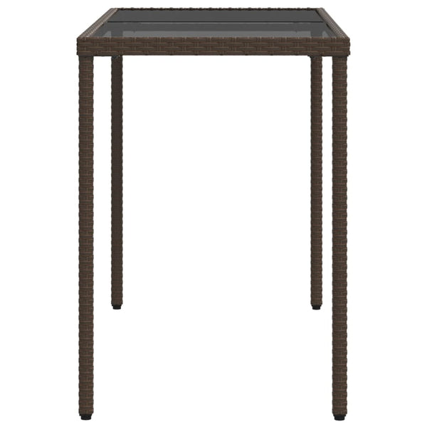 Gartentisch Braun Poly Rattan Glasplatte 115x54 cm
