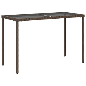 Gartentisch Braun Poly Rattan Glasplatte 115x54 cm
