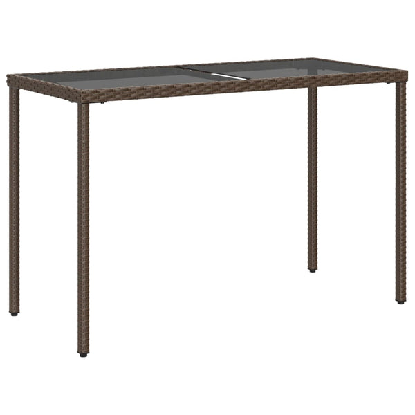 Gartentisch Braun Poly Rattan Glasplatte 115x54 cm