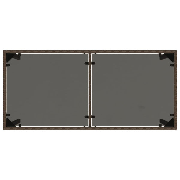 Gartentisch Braun Poly Rattan Glasplatte 115x54 cm