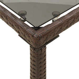 Gartentisch Braun Poly Rattan Glasplatte 115x54 cm