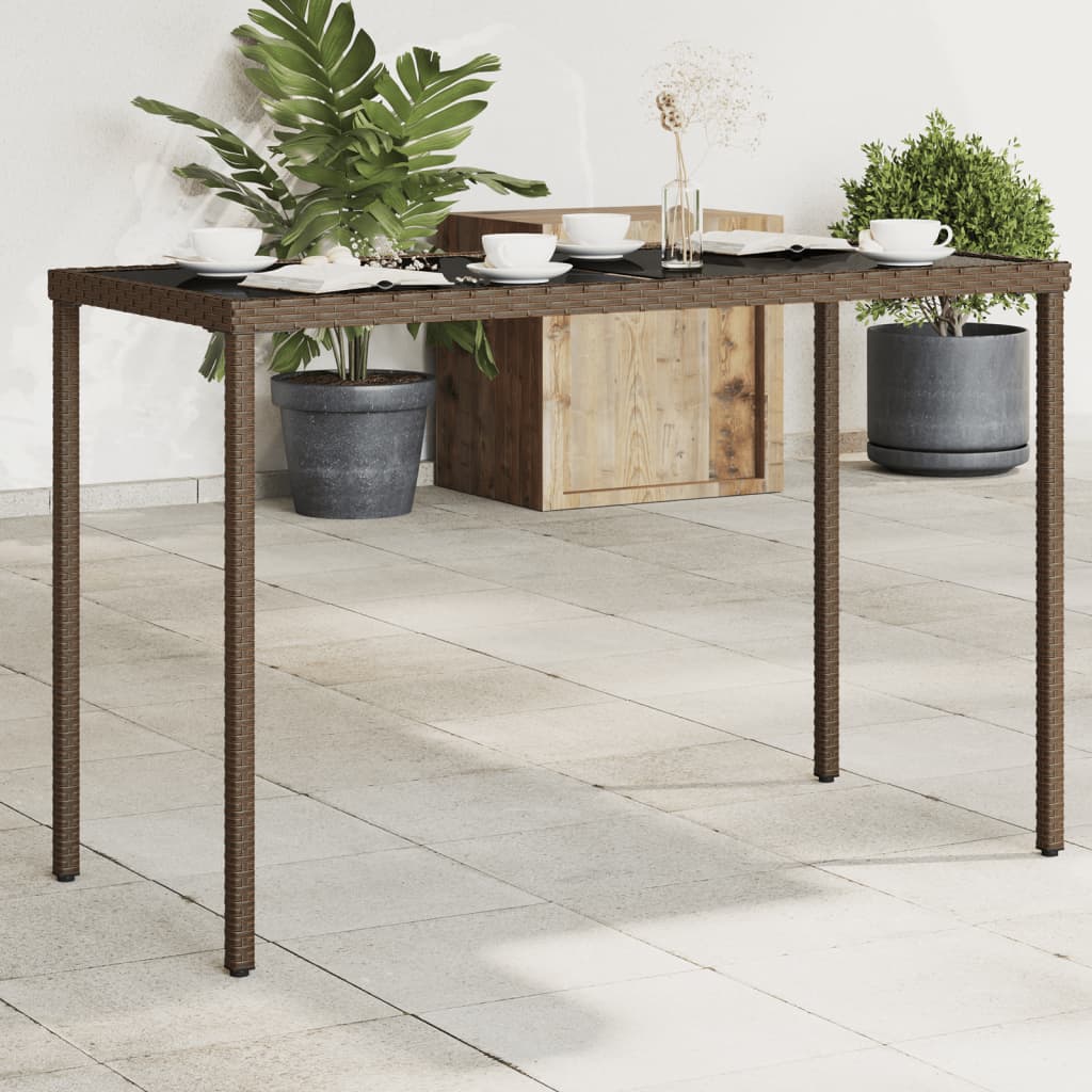 Gartentisch Braun Poly Rattan Glasplatte 115x54 cm