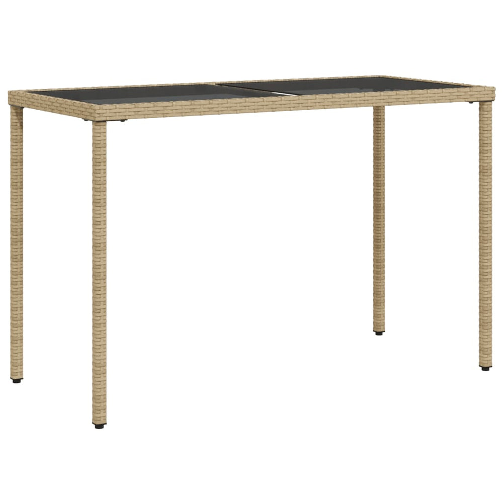 Beiger Gartentisch mit Glasplatte, 115 cm