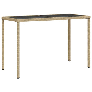 Beiger Gartentisch mit Glasplatte, 115 cm