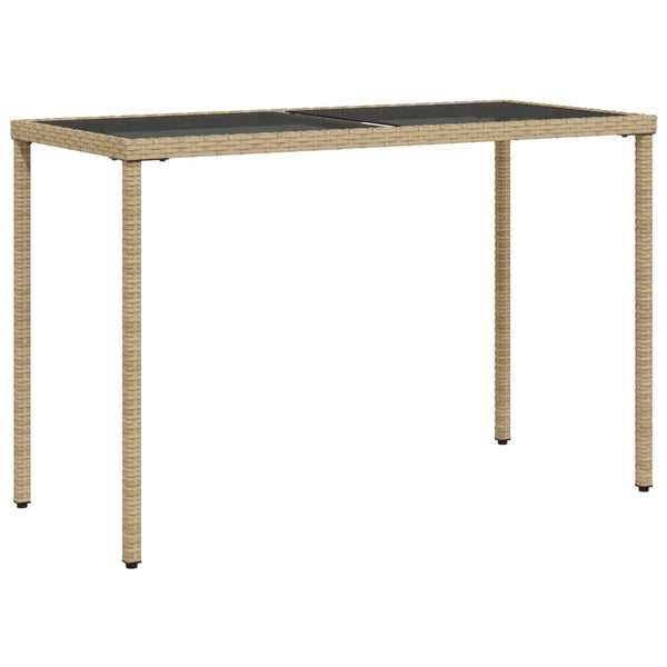 Beiger Gartentisch mit Glasplatte, 115 cm