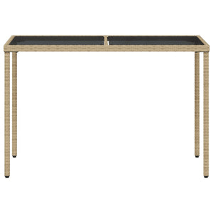 Beiger Gartentisch mit Glasplatte, 115 cm