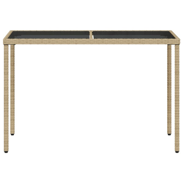 Beiger Gartentisch mit Glasplatte, 115 cm