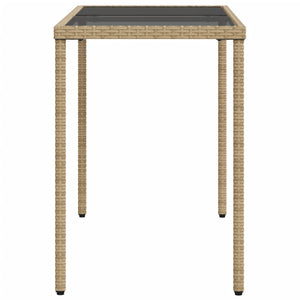 Beiger Gartentisch mit Glasplatte, 115 cm