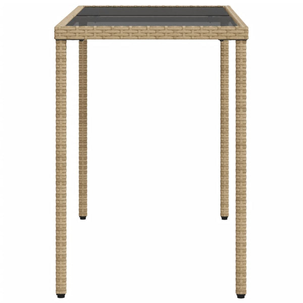 Beiger Gartentisch mit Glasplatte, 115 cm