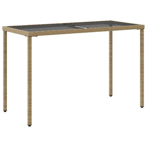 Beiger Gartentisch mit Glasplatte, 115 cm