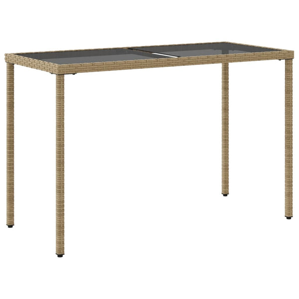 Beiger Gartentisch mit Glasplatte, 115 cm