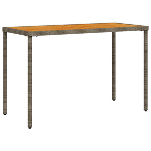 Grauer Gartentisch Akazienholz 115x54cm Poly Rattan