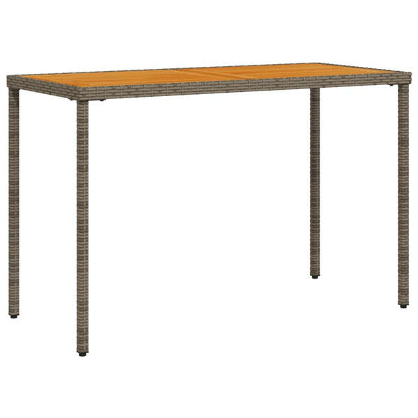 Grauer Gartentisch Akazienholz 115x54cm Poly Rattan