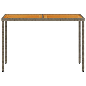 Grauer Gartentisch Akazienholz 115x54cm Poly Rattan