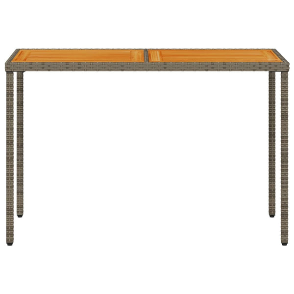 Grauer Gartentisch Akazienholz 115x54cm Poly Rattan