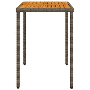 Grauer Gartentisch Akazienholz 115x54cm Poly Rattan