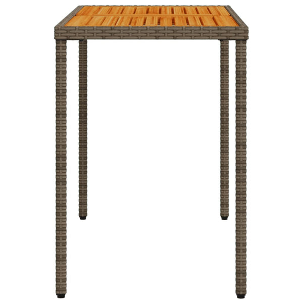 Grauer Gartentisch Akazienholz 115x54cm Poly Rattan