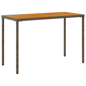 Grauer Gartentisch Akazienholz 115x54cm Poly Rattan