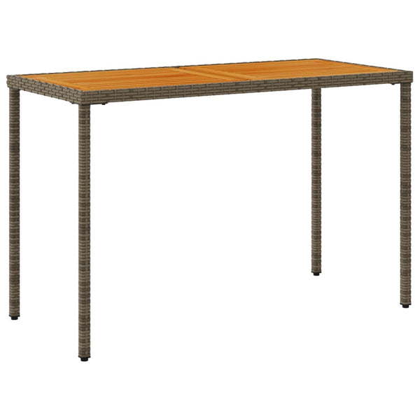Grauer Gartentisch Akazienholz 115x54cm Poly Rattan