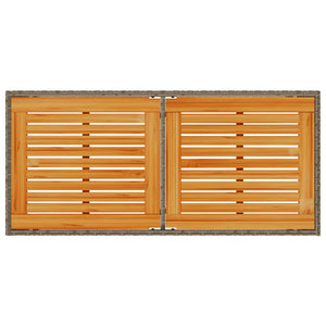 Grauer Gartentisch Akazienholz 115x54cm Poly Rattan