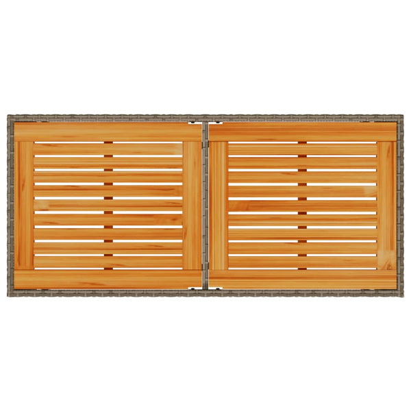 Grauer Gartentisch Akazienholz 115x54cm Poly Rattan