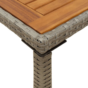 Grauer Gartentisch Akazienholz 115x54cm Poly Rattan