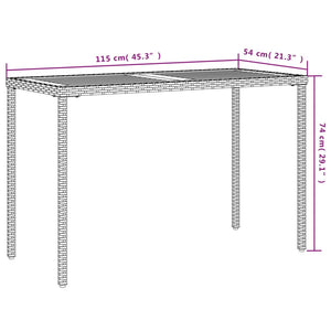 Grauer Gartentisch Akazienholz 115x54cm Poly Rattan