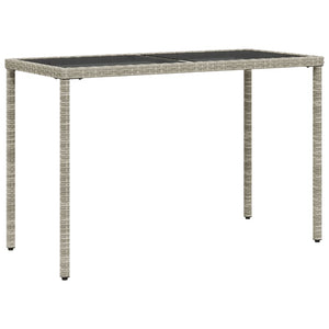 Gartentisch Hellgrau Poly Rattan mit Glasplatte