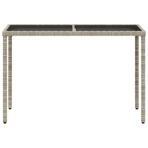 Gartentisch Hellgrau Poly Rattan mit Glasplatte