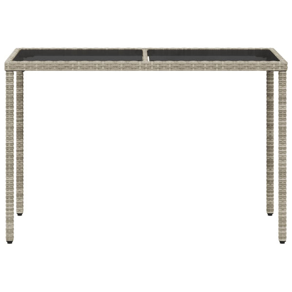 Gartentisch Hellgrau Poly Rattan mit Glasplatte