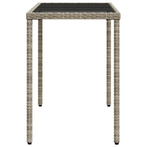 Gartentisch Hellgrau Poly Rattan mit Glasplatte