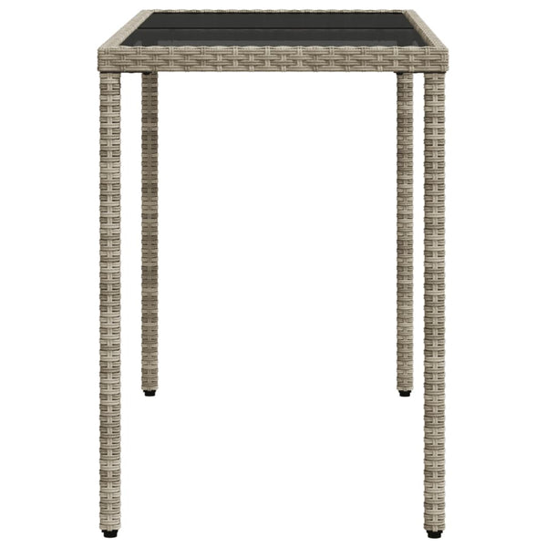 Gartentisch Hellgrau Poly Rattan mit Glasplatte