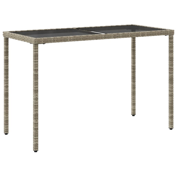 Gartentisch Hellgrau Poly Rattan mit Glasplatte